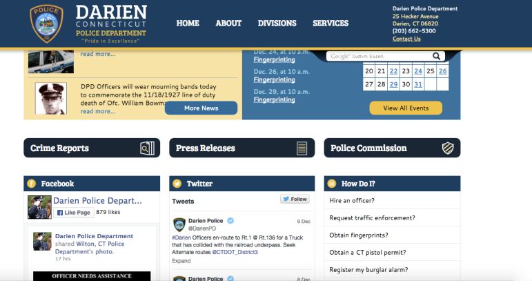 Police Department home page further down