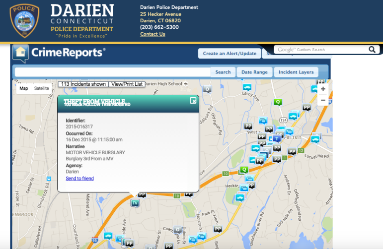 Crime Reports page Police Department website