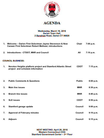 CT Commuter Council Agenda 3-16-16