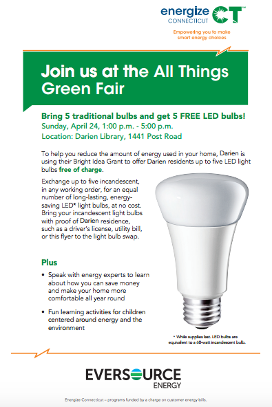 poster all things green event lightbulb exchange 4-18-16