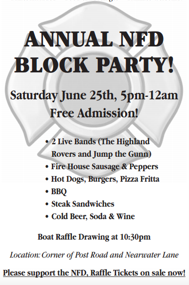 Poster Noroton Fire Department Block Party 6-24-16