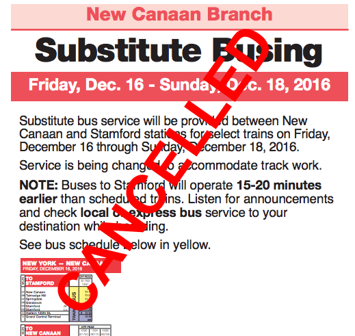 Cancelled Metro-North plan buses trains New Canaan Branch 912-15-16