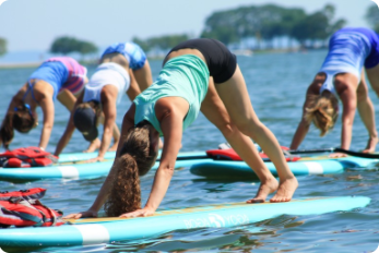 Paddleboard yoga Darien YMCA 05-18-17