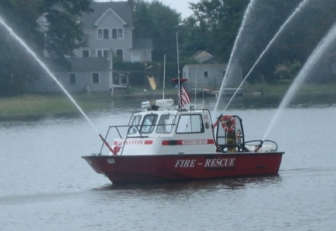 Noroton Fire Department rescue boat sprays 05-22-17