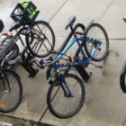 Bicycles parked Darien Railroad Station Darien Train Station Bikes 09-18-17