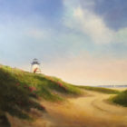 Island Lighthouse Painting by Dana Goodfellow Rowayton AC 11-16-17