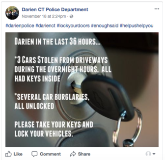 Car Theft Burglary Post PD Facebook 11-20-17