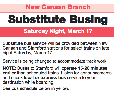 Metro-North New Canaan Branch announcement 