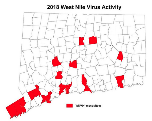West Nile Virus towns so far in 2018