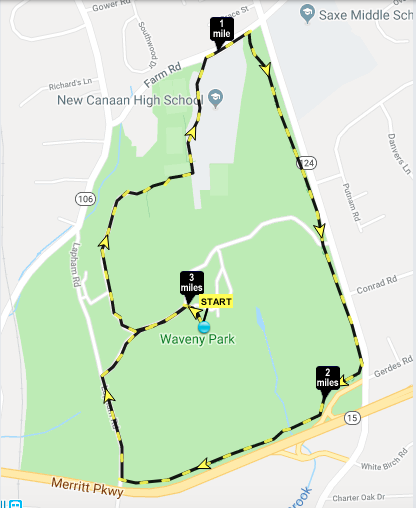 New Canaan Turkey Trot map of the route