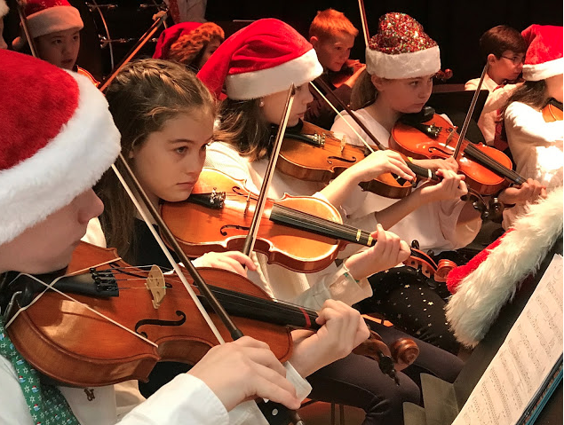 Holiday concerts violin players Darien Music Department