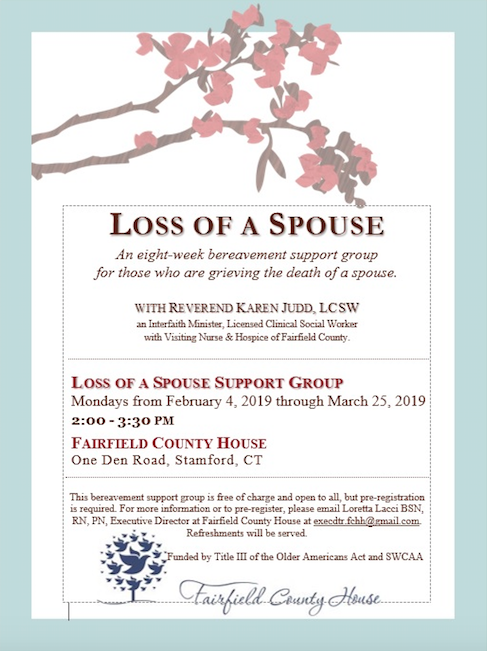 Loss of a Spouse Support Group at Fairfield County House 2019