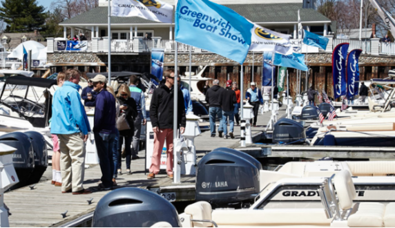 Greenwich Boat Show dock crowds 2019