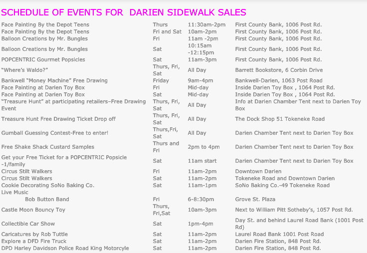 Schedule Sidewalk Sale Days 2019