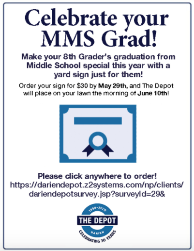 Middlesex grads 2020 eighth Darien Depot yard signs