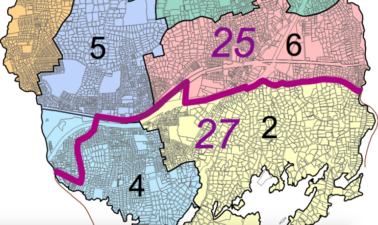 Border of 27th 25th state senate districts in Darien as of 2021 special election