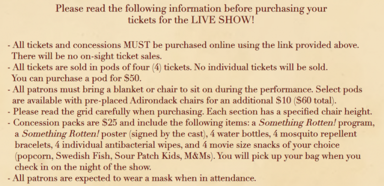 Something Rotten ticket info Theatre 308