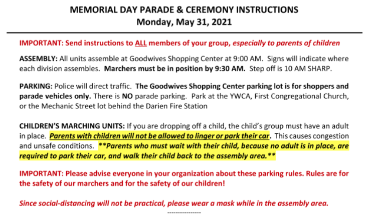 Mem Day parade instructions part 1 2021