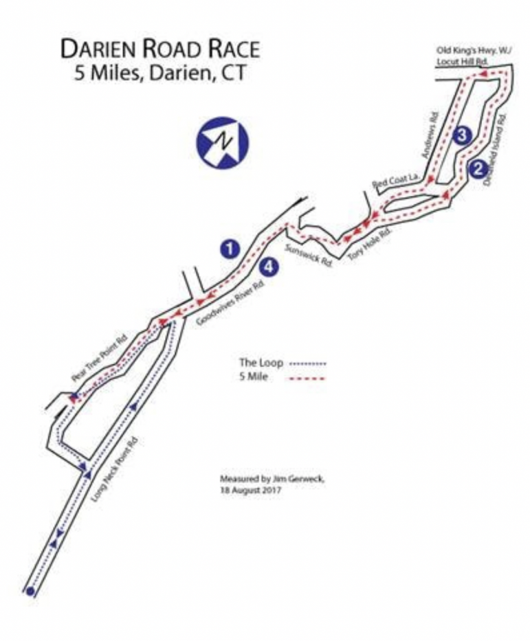 Darien Road Race 2022 Map