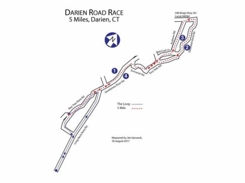 Darien Road Race Route wide version