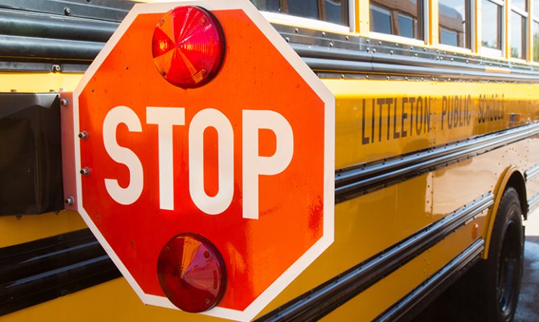 School Bus with Stop Sign Attached