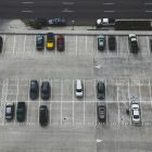 Aerial view of a parking lot