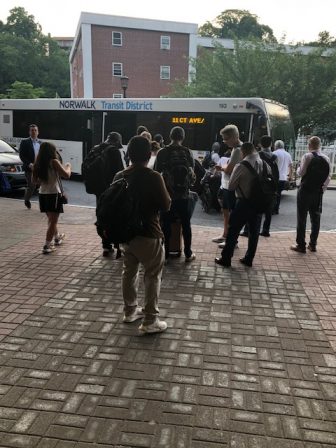Train bus commuters